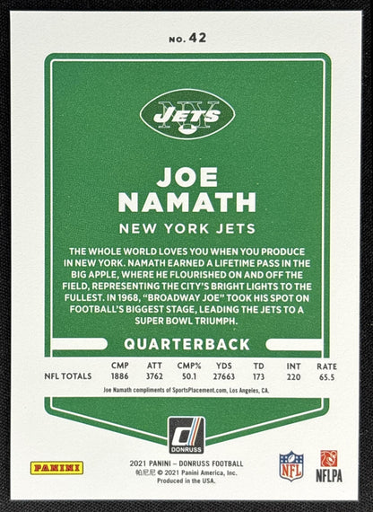 Joe Namath 2021 Panini Donruss Press Proof Premium Jets