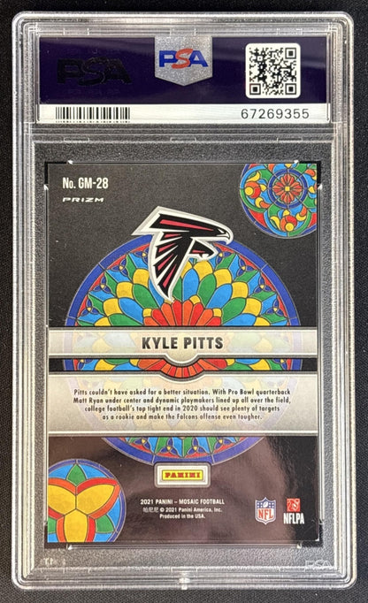 Kyle Pitts 2021 Panini Mosaic Glass Mosaic PSA 9 Falcons back