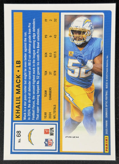 Khalil Mack 2025 Panini Donruss Optic Stars Prizm Chargers Football