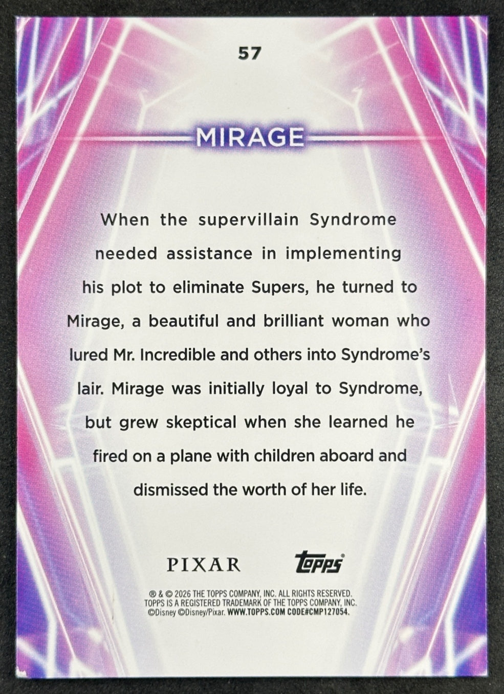 Mirage 2026 Topps Disney Neon The Incredibles Entertainment Cards