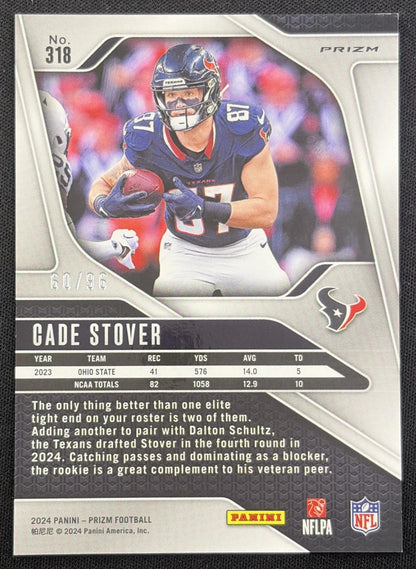 Cade Stover 2024 Panini Prizm Blue Sparkle /96 Texans back