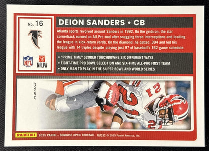 Deion Sanders 2025 Panini Donruss Optic Holo Prizm Falcons