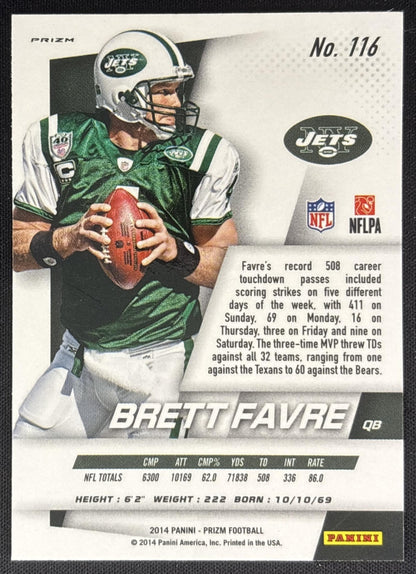 Brett Favre 2014 Panini Prizm Prizms Silver Jets Sports Trading Card