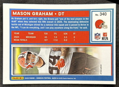 Mason Graham 2025 Panini Donruss Optic Rated Rookie Preview Pink Browns back