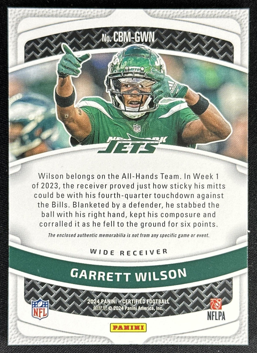 Garrett Wilson 2024 Panini Certified Ballers Mirror Orange /99 Jets