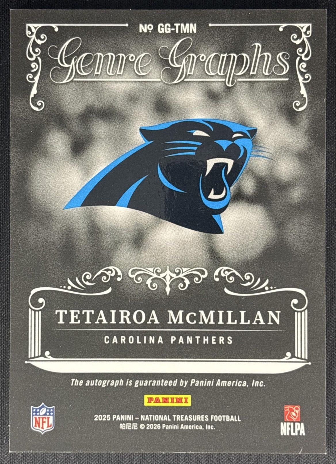Tetairoa McMillan 2025 National Treasures Genre Graphs Auto Black /5 Panthers Sports Trading Cards