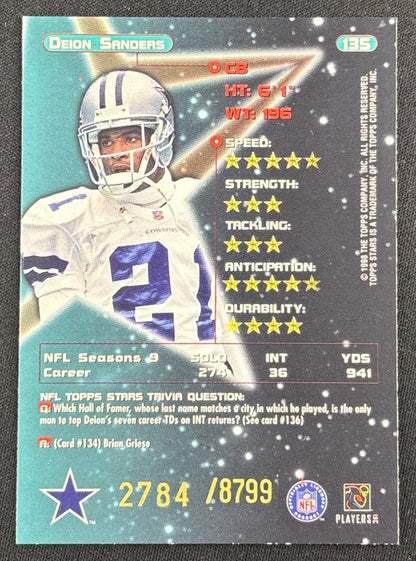 Deion Sanders 1998 Topps Stars Bronze Star /8799 Cowboys