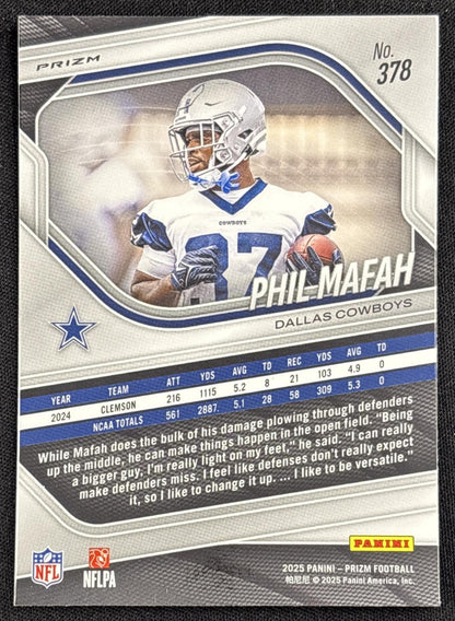 Phil Mafah 2025 Panini Prizm No Huddle Cowboys