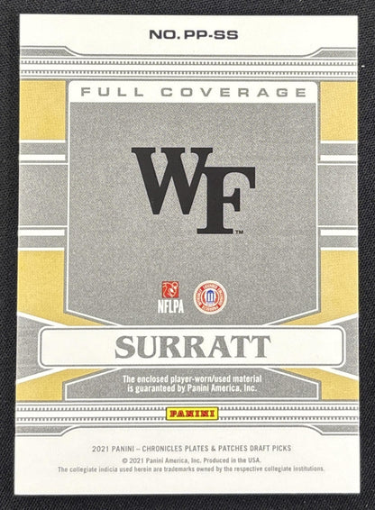 Sage Surratt 2021 Panini Chronicles Draft Picks Plates and Patches Full Coverage