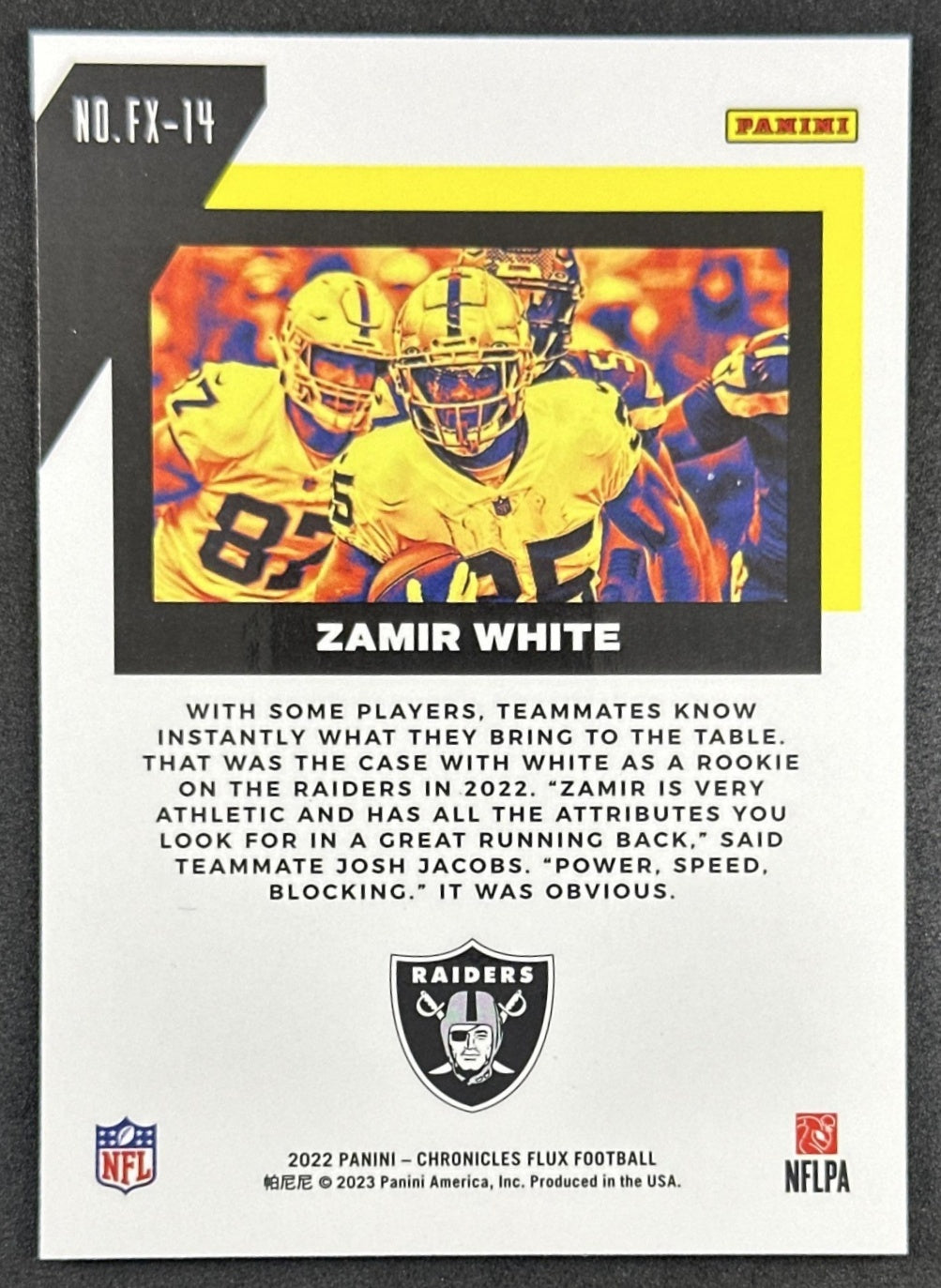 Zamir White 2022 Panini Chronicles Flux Rookies Raiders