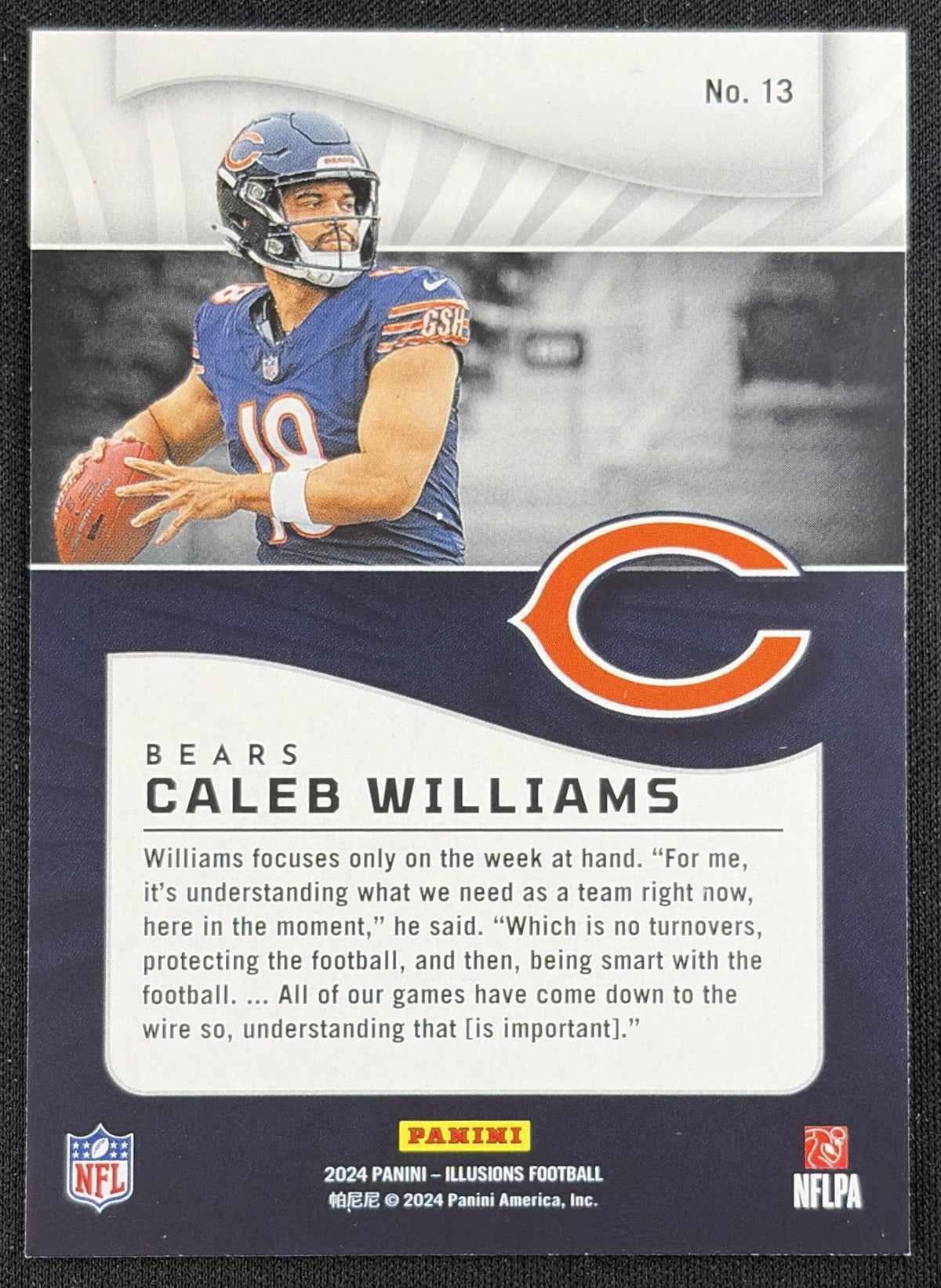 Caleb Williams 2024 Panini Illusions Orange Trophy Collection Bears