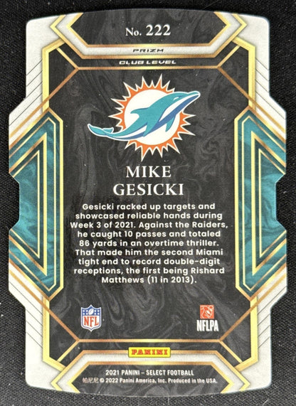 Mike Gesicki 2021 Panini Select Black and Gold Prizm Die Cut Dolphins Sports Trading Card