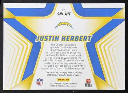 Justin Herbert 2025 Panini Score Stars of the NFL Jersey Chargers Los Angeles Chargers back