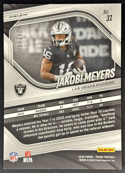 Jakobi Meyers 2025 Panini Prizm Pandora /400 Raiders back