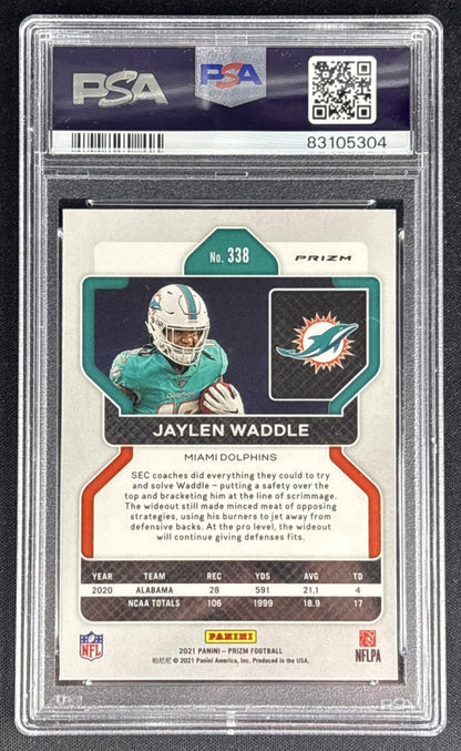 Jaylen Waddle 2021 Panini Prizm Neon Green Pulsar PSA 10 Dolphins