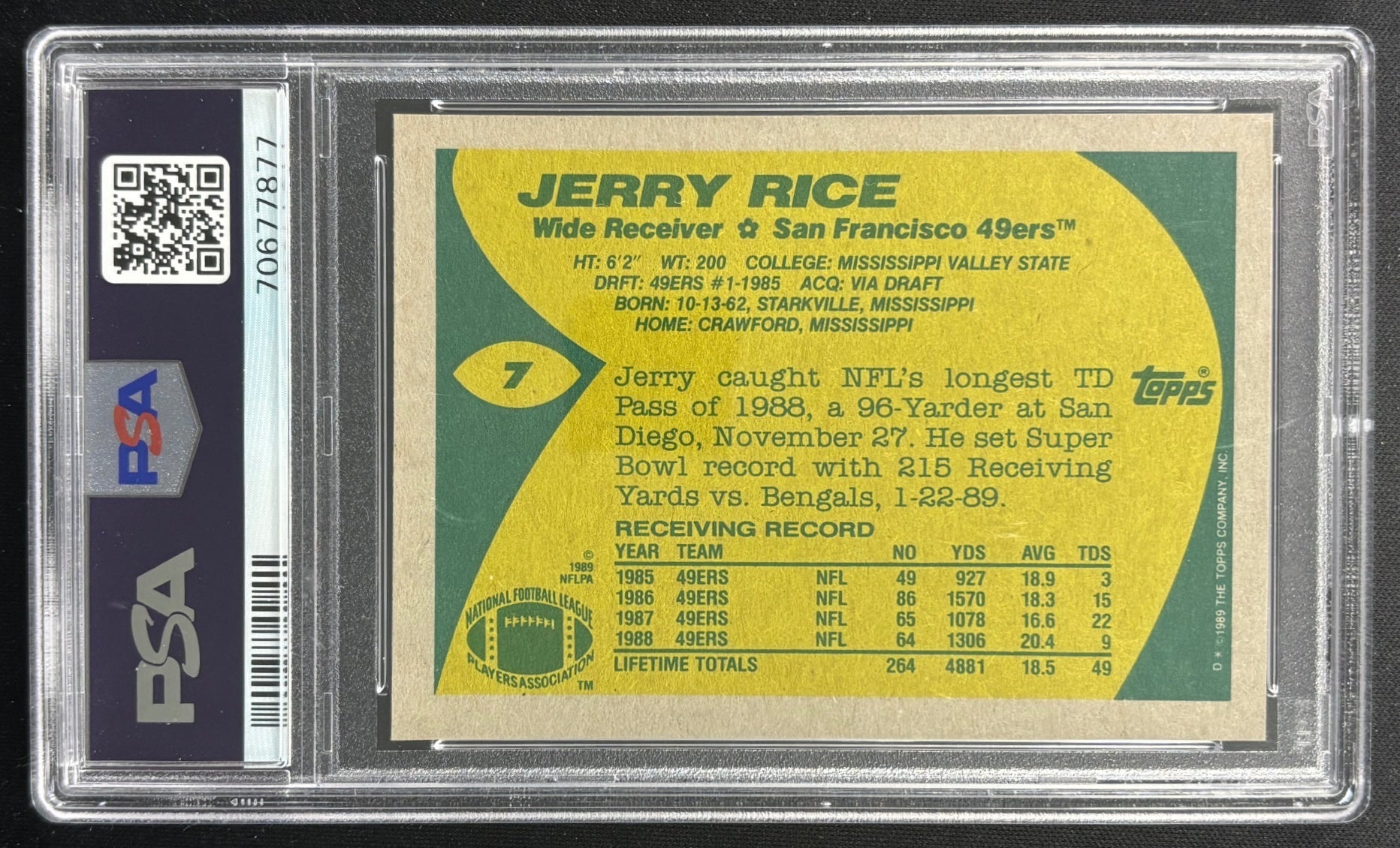 Jerry Rice 1989 PSA 10 49ers