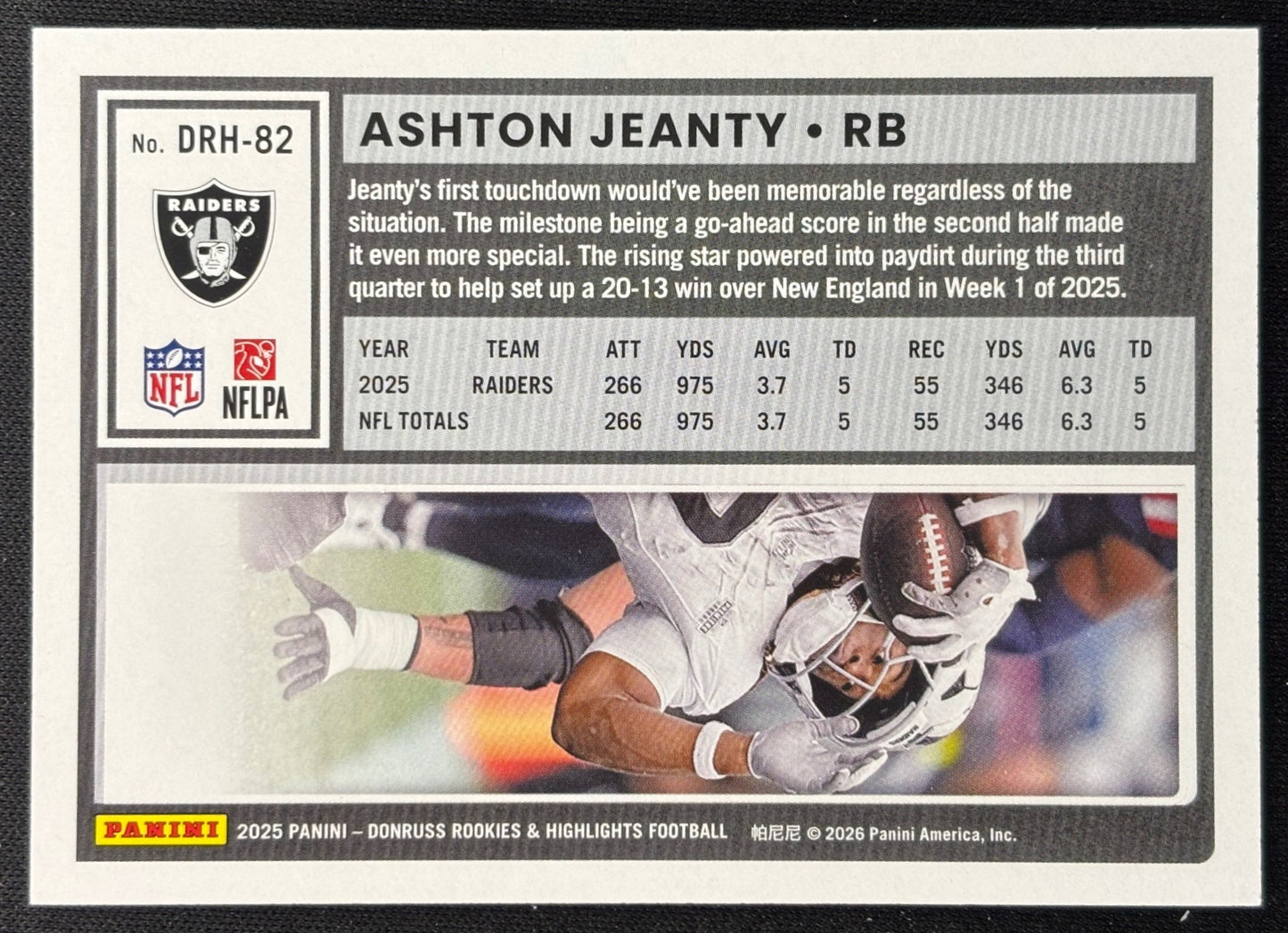 Ashton Jeanty 2025 Donruss Rookies & Highlights Blue /25 Raiders