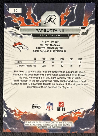 Pat Surtain II 2025 Topps Resurgence Broncos Denver Broncos back