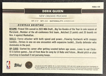 Derik Queen 2026 Topps NSCC Collection NBA Sports Trading Cards