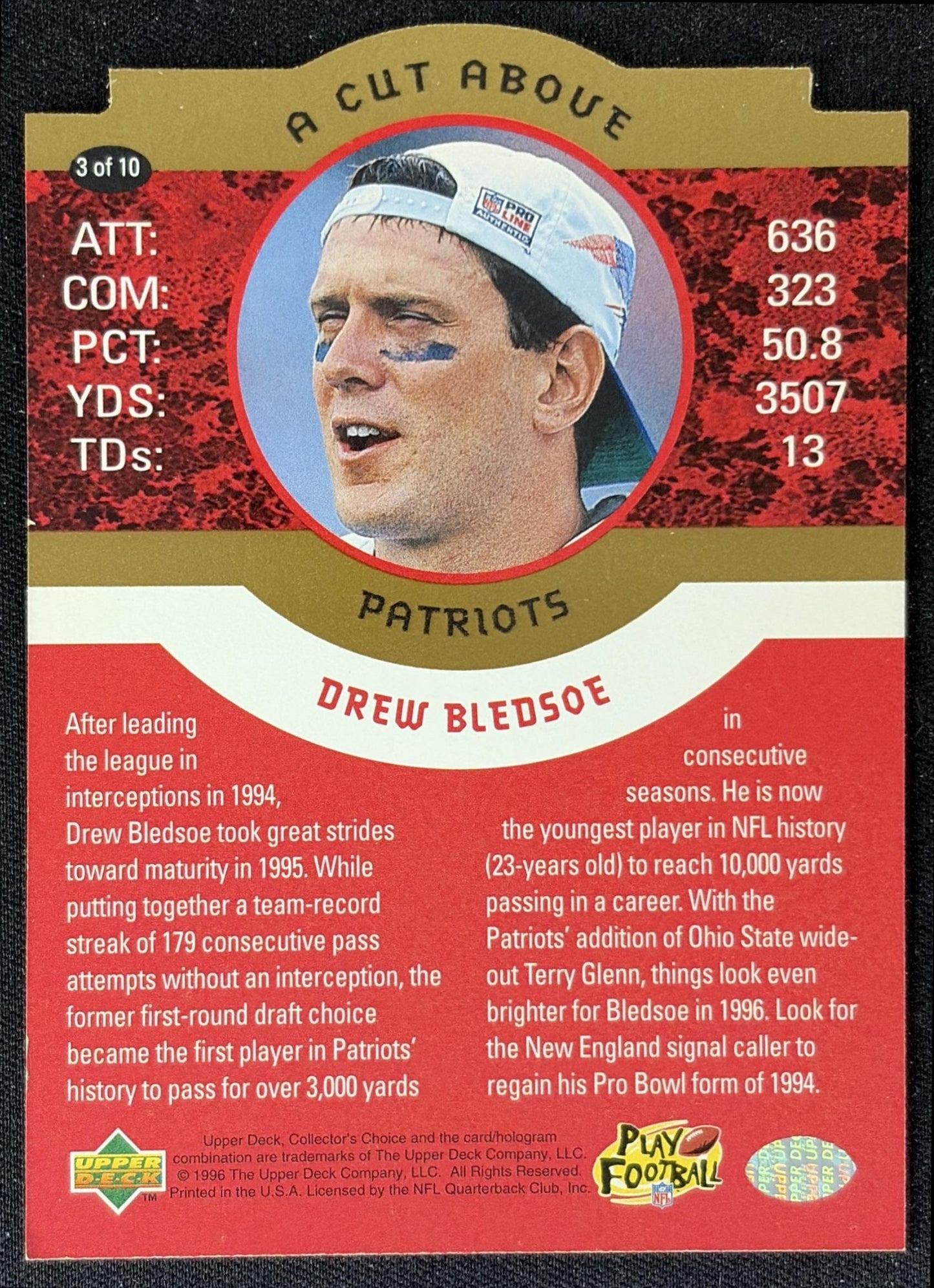 Drew Bledsoe 1996 Upper Deck Collector's Choice A Cut Above Patriots
