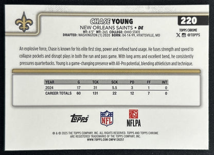 Chase Young 2025 Topps Chrome Pink Refractor /250 Saints