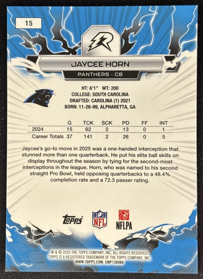 Jaycee Horn 2025 Topps Resurgence Panthers Carolina Panthers back