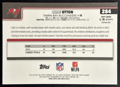 Cade Otton 2025 Topps Chrome Refractor Buccaneers - Back