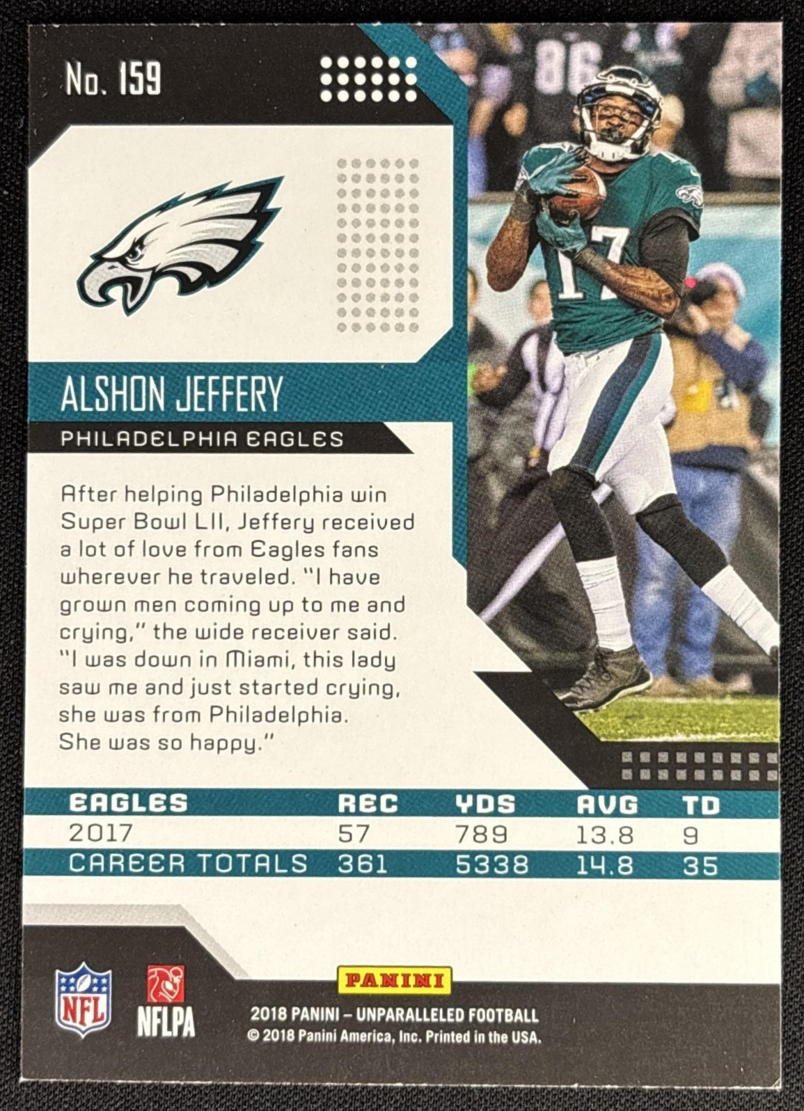 Alshon Jeffery 2018 Panini Unparalleled Eagles Sports Trading Card