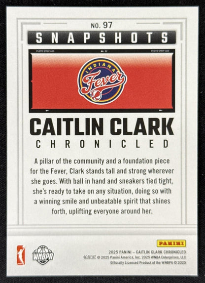 Caitlin Clark 2025 Panini Chronicled Snap Shots Fever 97 Sports Trading Card