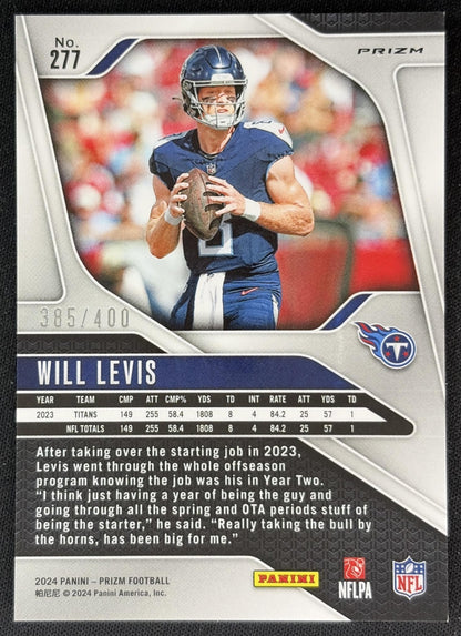 Will Levis 2024 Panini Prizm Pandora /400 Titans Back