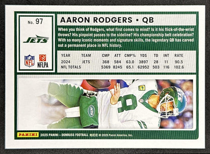 Aaron Rodgers 2025 Panini Donruss Press Proof Green Jets