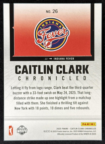 Caitlin Clark 2025 Panini Chronicled WNBA Fever 26 Sports Trading Card
