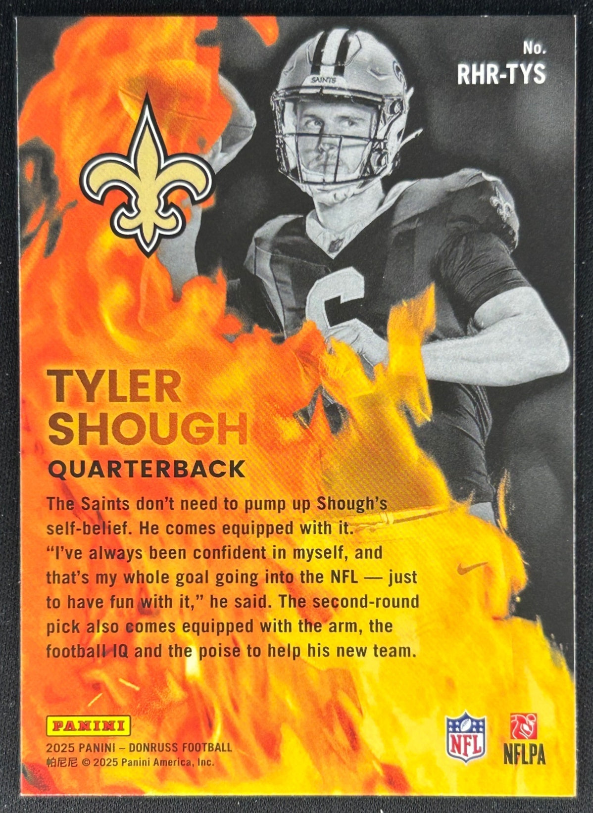 Tyler Shough 2025 Panini Donruss Red Hot Rookies Saints Sports Trading Cards