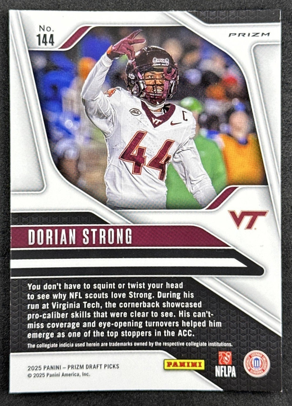 Dorian Strong 2025 Panini Prizm Draft Picks Red Ice Hokies Bills - Back