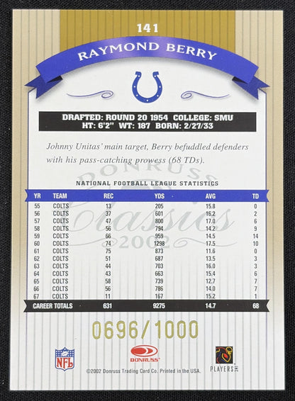 Raymond Berry 2002 Donruss Classics /1000