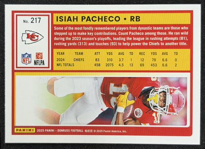 Isiah Pacheco 2025 Panini Donruss Press Proof Red Chiefs