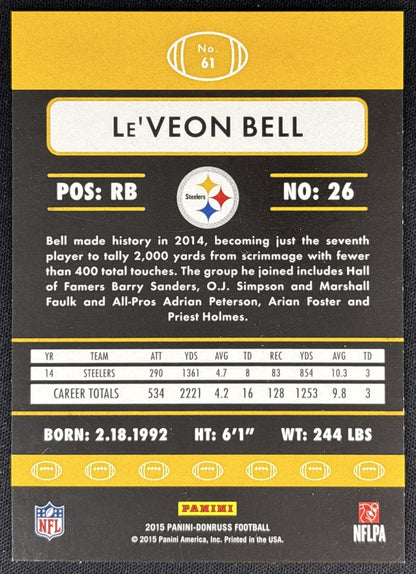 Le Veon Bell 2015 Panini Donruss Stat Line Career Green /534 Steelers back