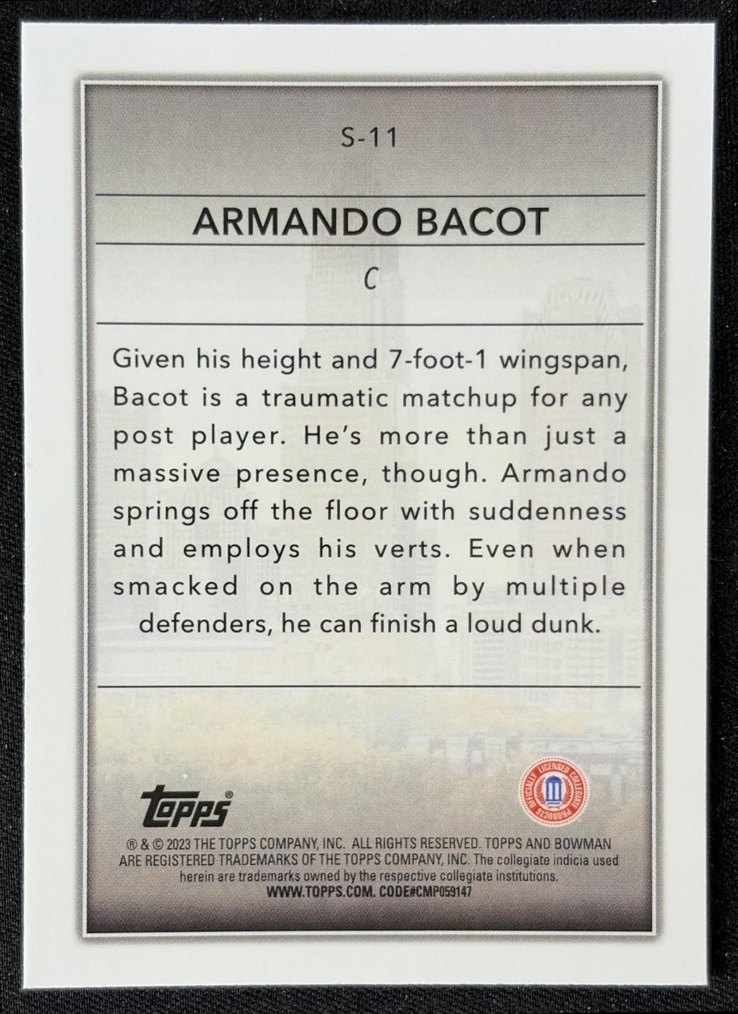 Armando Bacot 2022 Bowman Chrome University Skyscraping Tar Heels