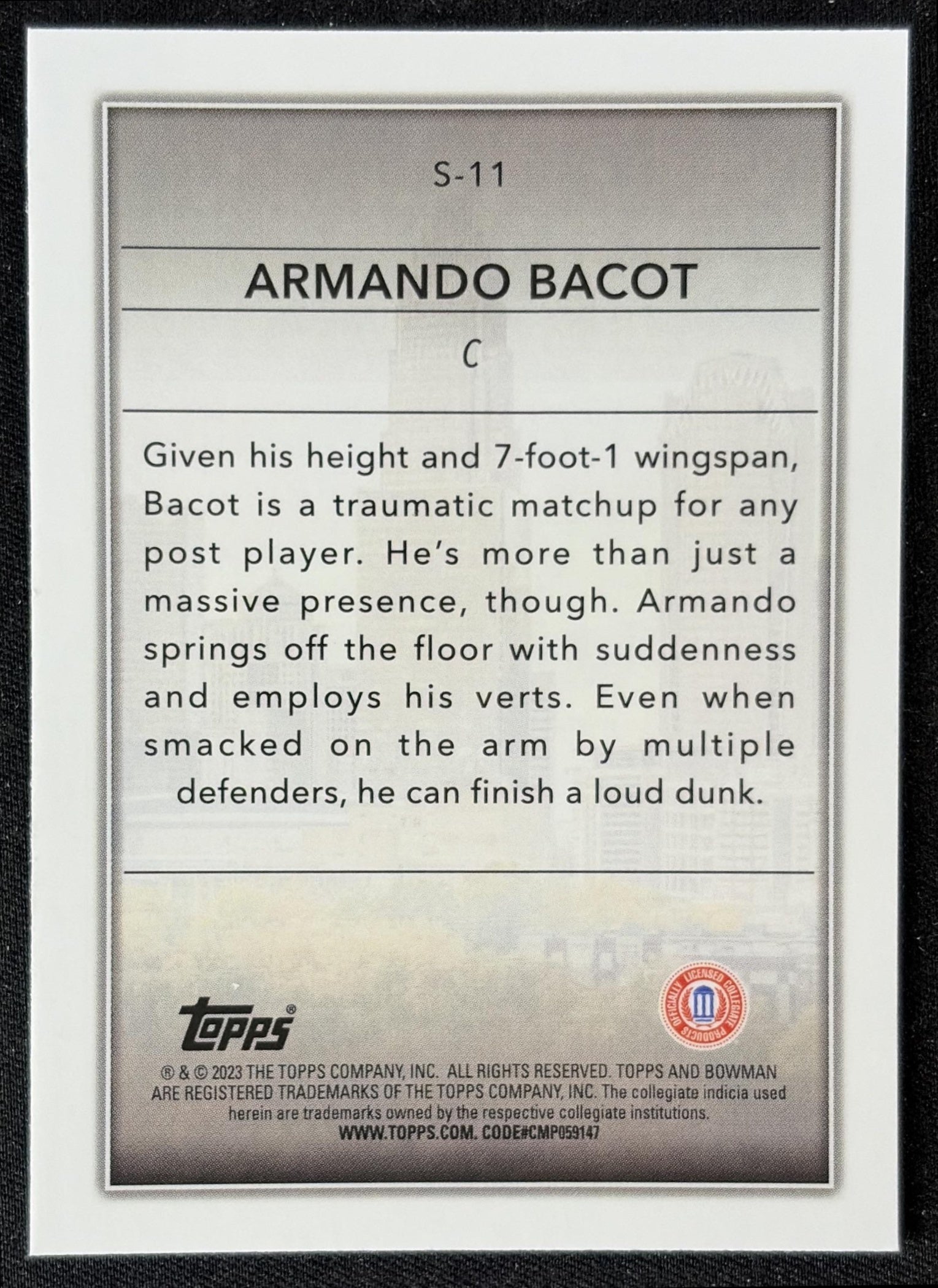 Armando Bacot 2022 Bowman Chrome University Skyscraping Tar Heels