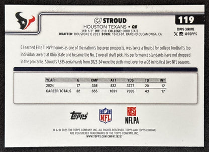 CJ Stroud 2025 Topps Chrome Purple Refractor /75 Texans