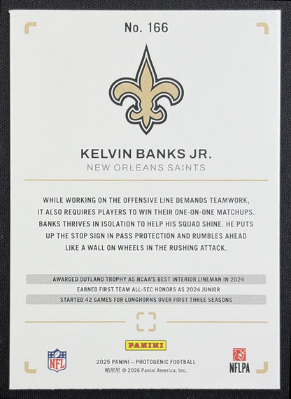 Kelvin Banks Jr. 2025 Panini PhotoGenic Rookies Blue /49 Saints New Orleans Saints back