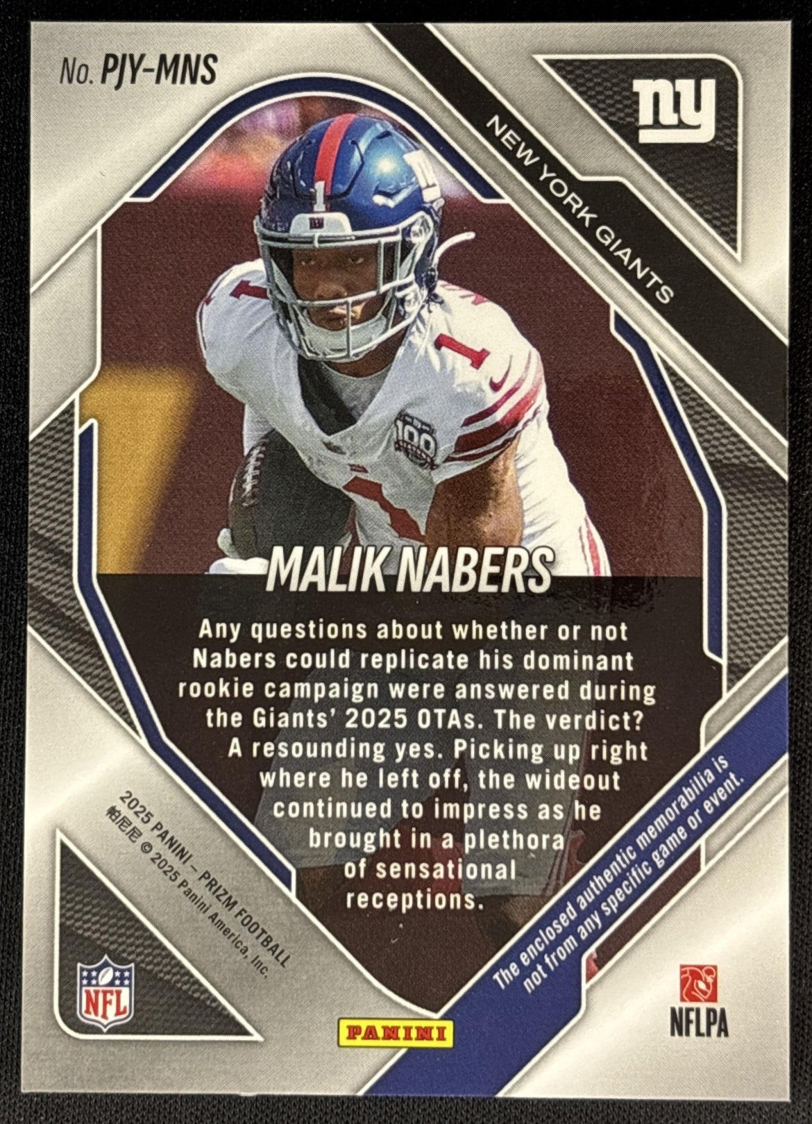 Malik Nabers 2025 Panini Prizm Premier Jerseys Giants Sports Trading Cards
