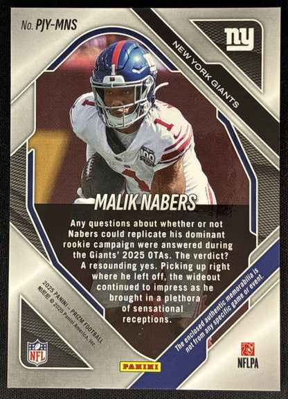 Malik Nabers 2025 Panini Prizm Premier Jerseys Giants Sports Trading Cards