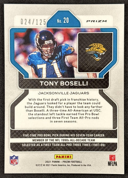 Tony Boselli 2021 Panini Prizm Purple /125 Jaguars back