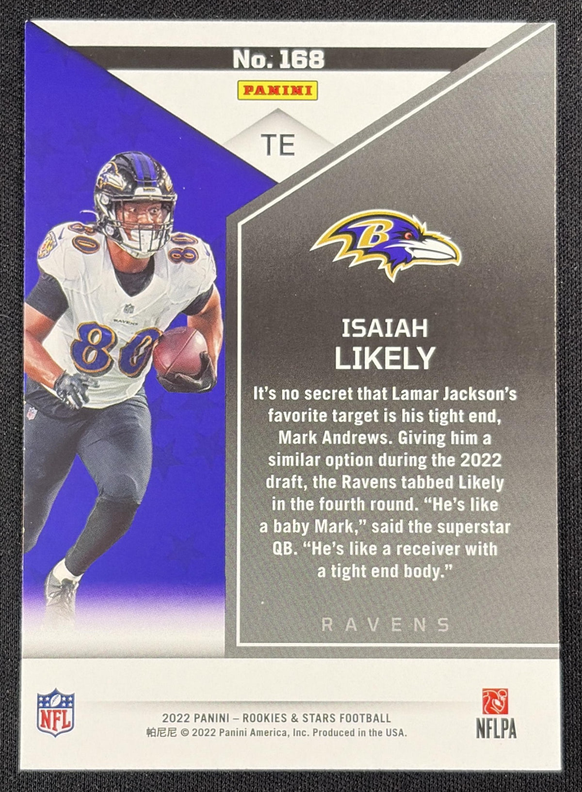 Isaiah Likely 2022 Panini Rookies & Stars Red Ravens