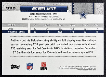 Anthony Smith 2026 Topps Football Leather Foil Cowboys