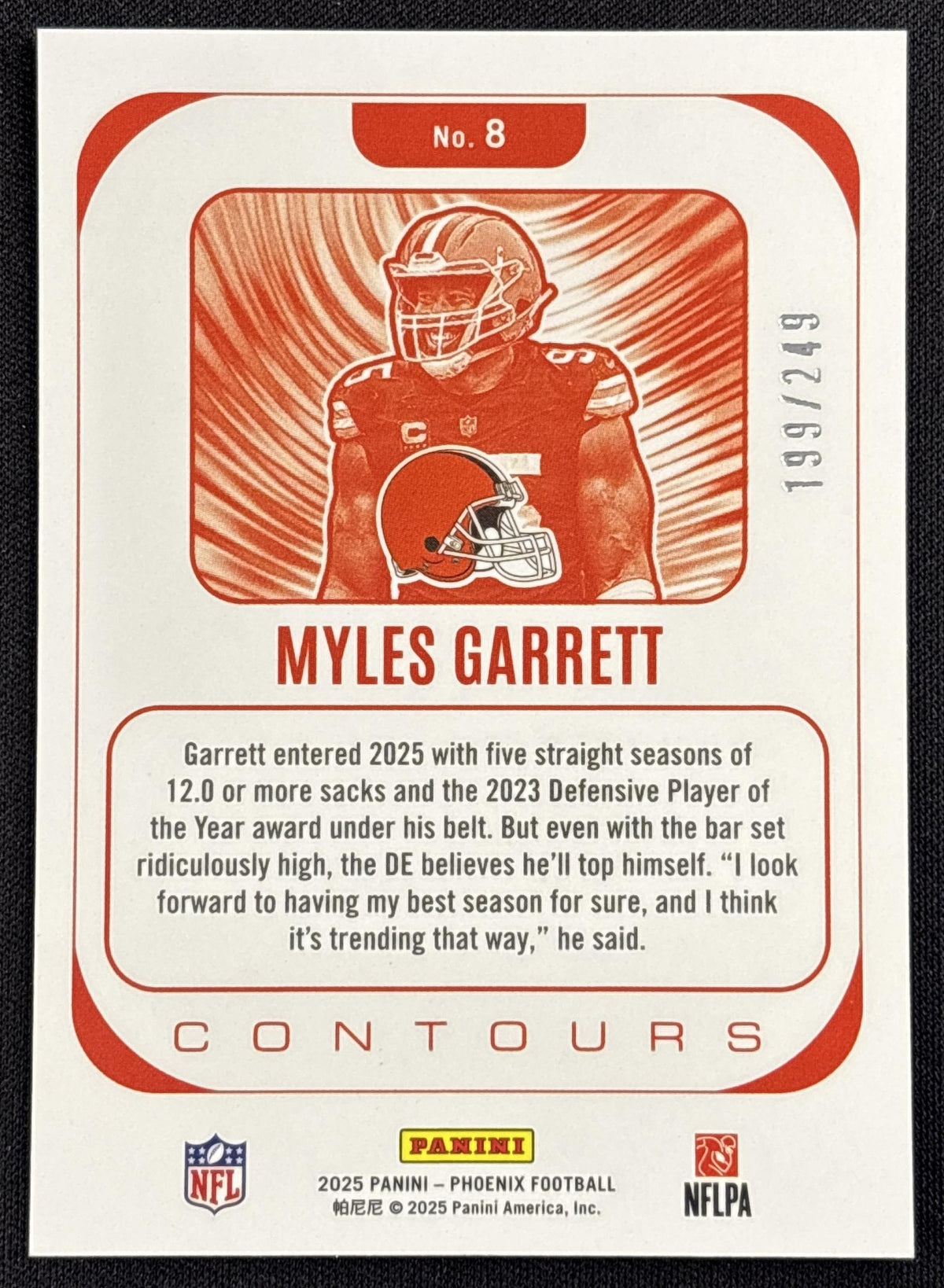 Myles Garrett 2025 Panini Phoenix Contours Pandora Silver /249 Browns
