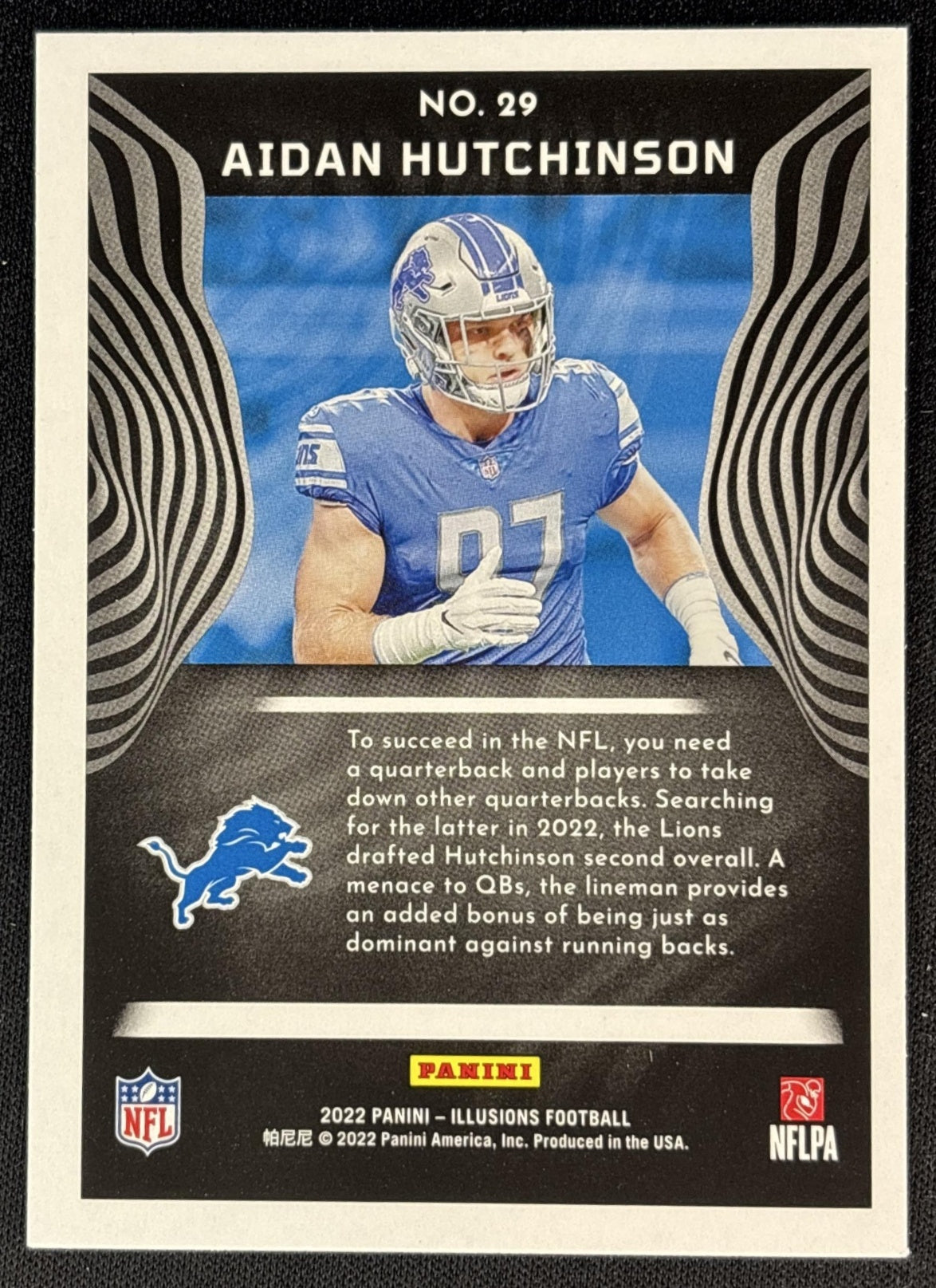 Aidan Hutchinson 2022 Panini Illusions Trophy Collection Diamond Lions Sports Trading Card