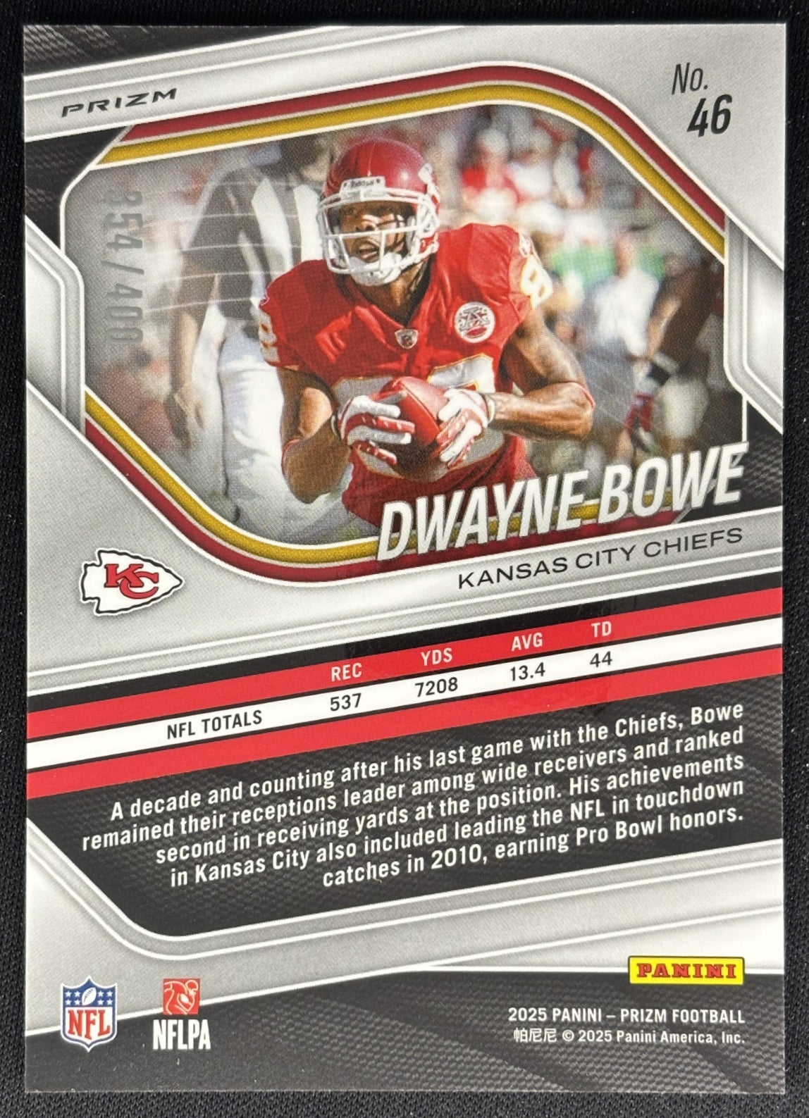 Dwayne Bowe 2025 Panini Prizm Pandora /400 Chiefs