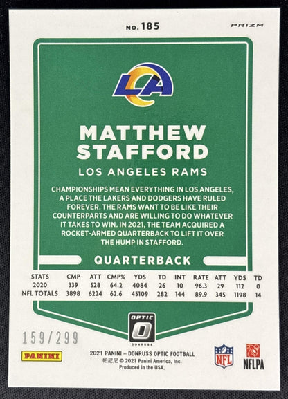 Matthew Stafford 2021 Panini Donruss Optic Wave /299 Rams